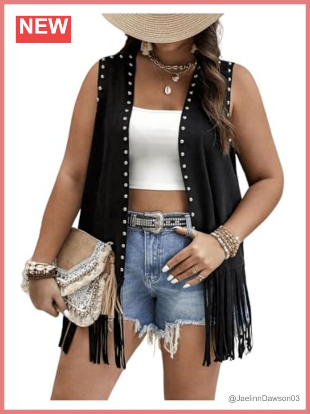Plus Size Fringe Vest Suede Tassel Western Cowgirl Sleeveless Open Front
